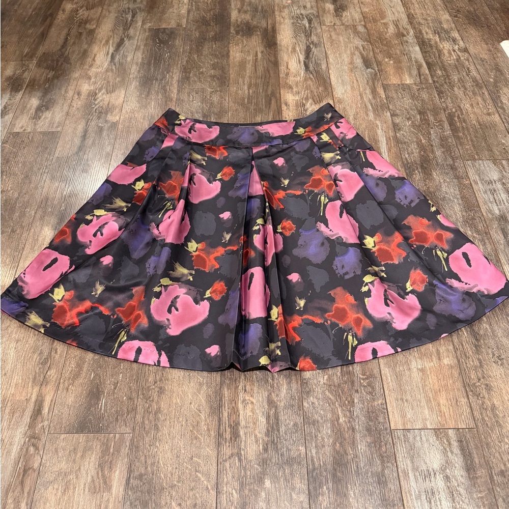 Chic Floral A-Line Skirt - Pink and Black